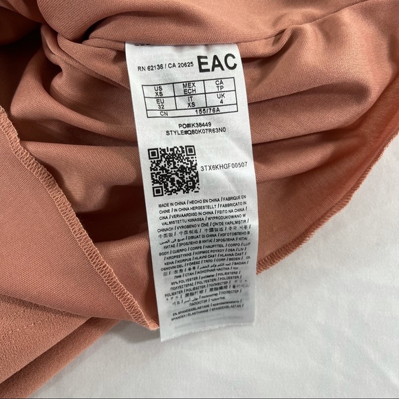 Guess Asymmetrical Dress One Shoulder Bella Satin Rose Peach - Picture 6 of 8